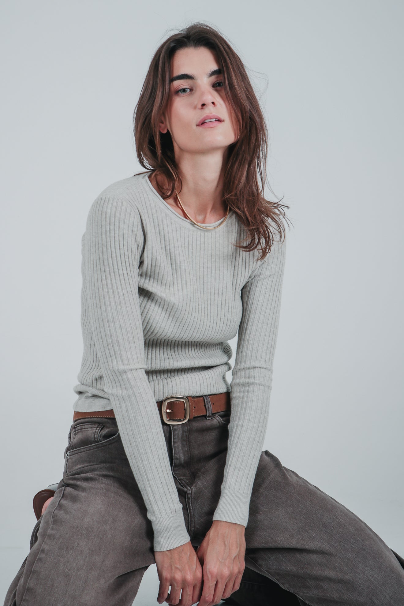 Πλεκτή μπλούζα ριπ