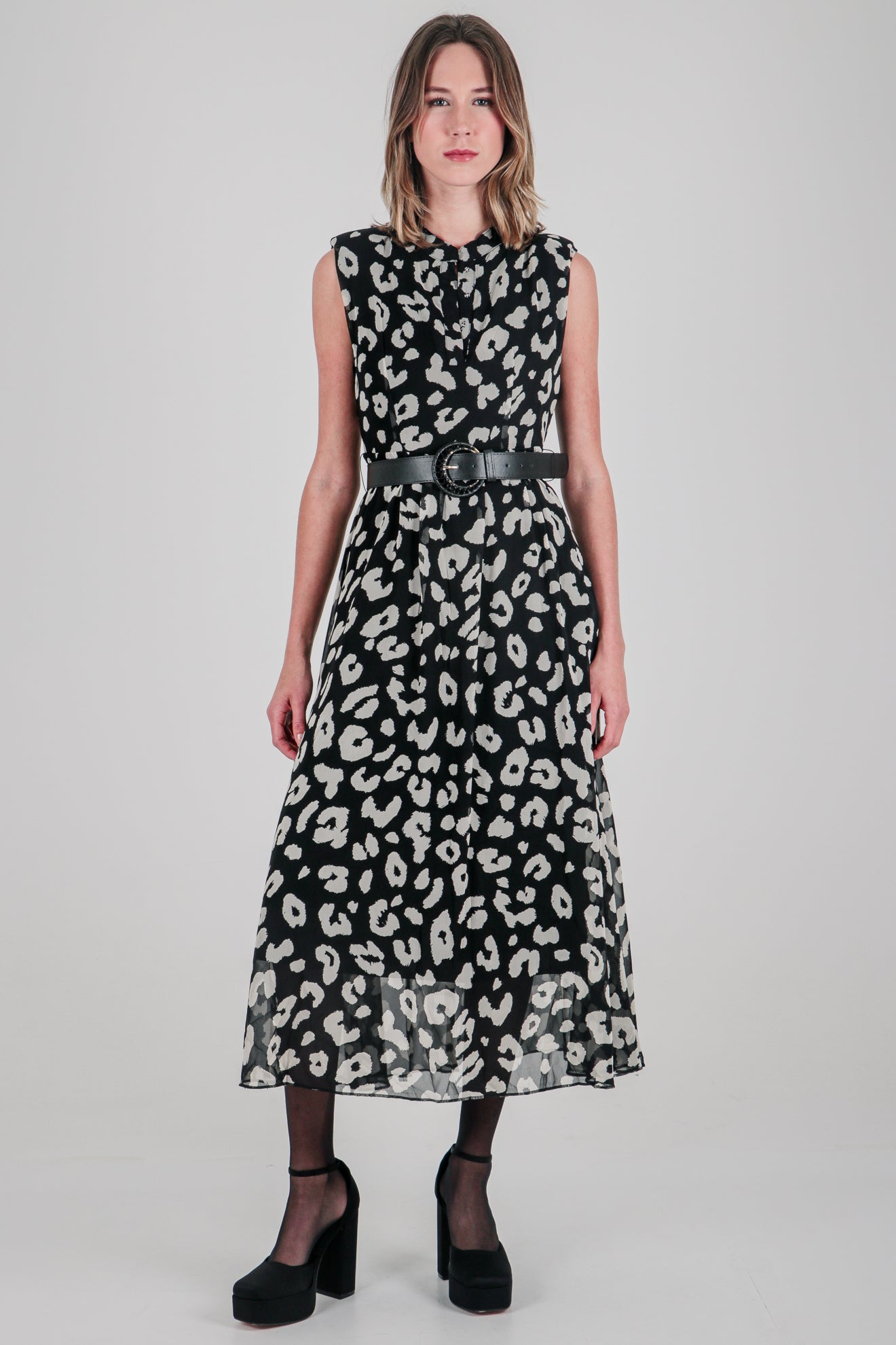 Εμπριμέ μίντι φόρεμα με βάτες