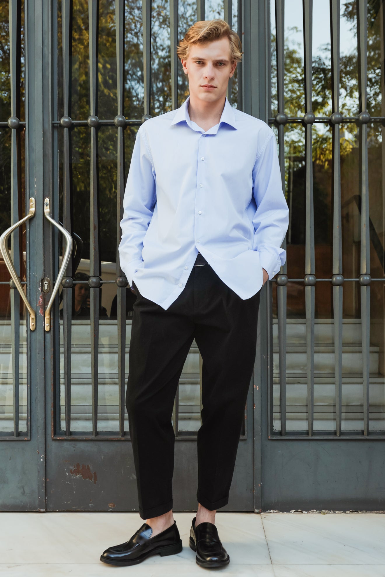 Ριγέ βαμβακερό πουκάμισο