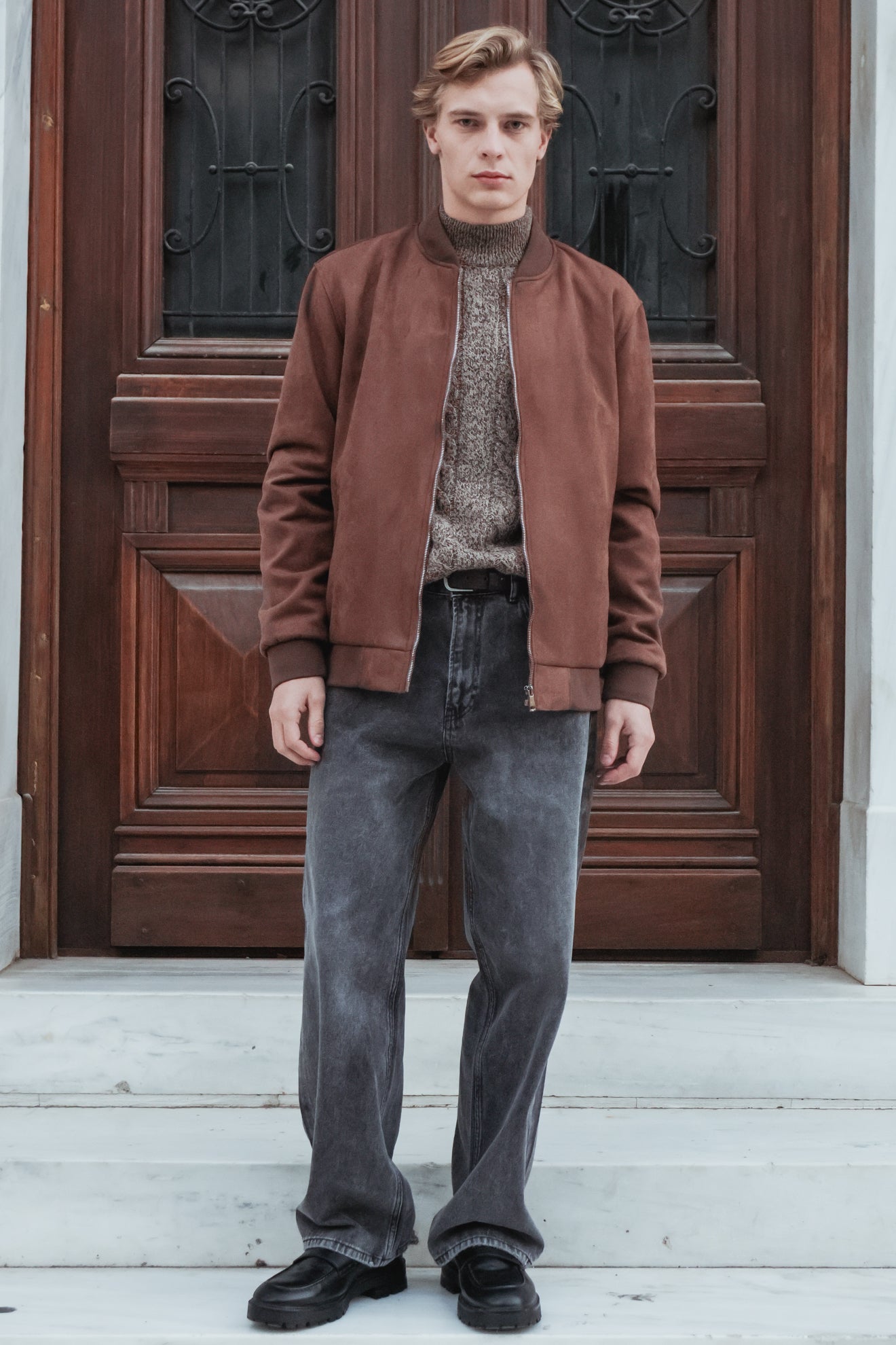 Μπουφάν bomber με όψη καστόρ