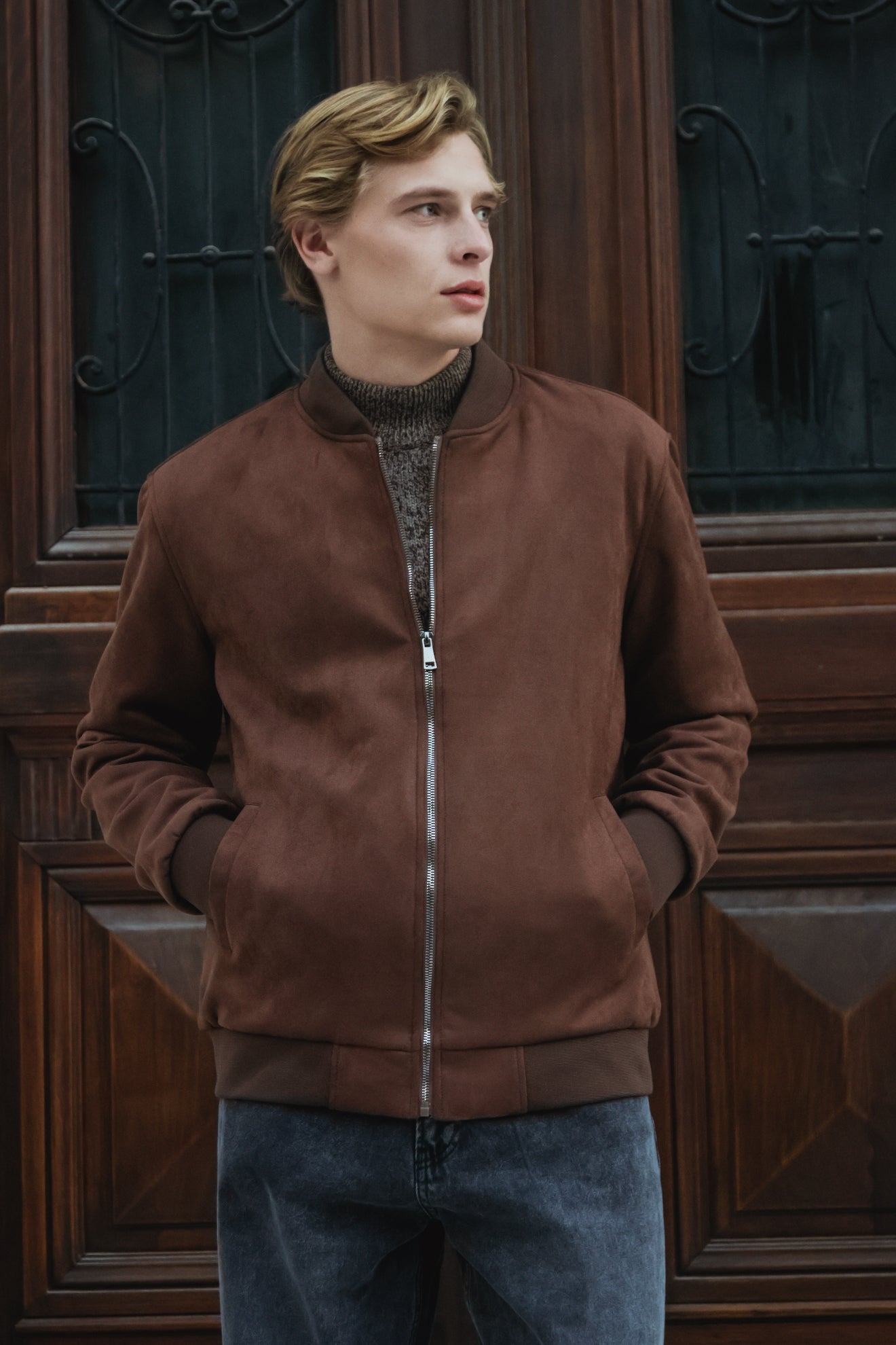 Μπουφάν bomber με όψη καστόρ