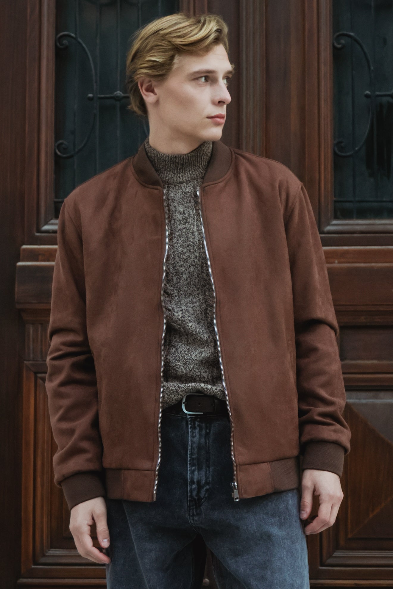 Μπουφάν bomber με όψη καστόρ