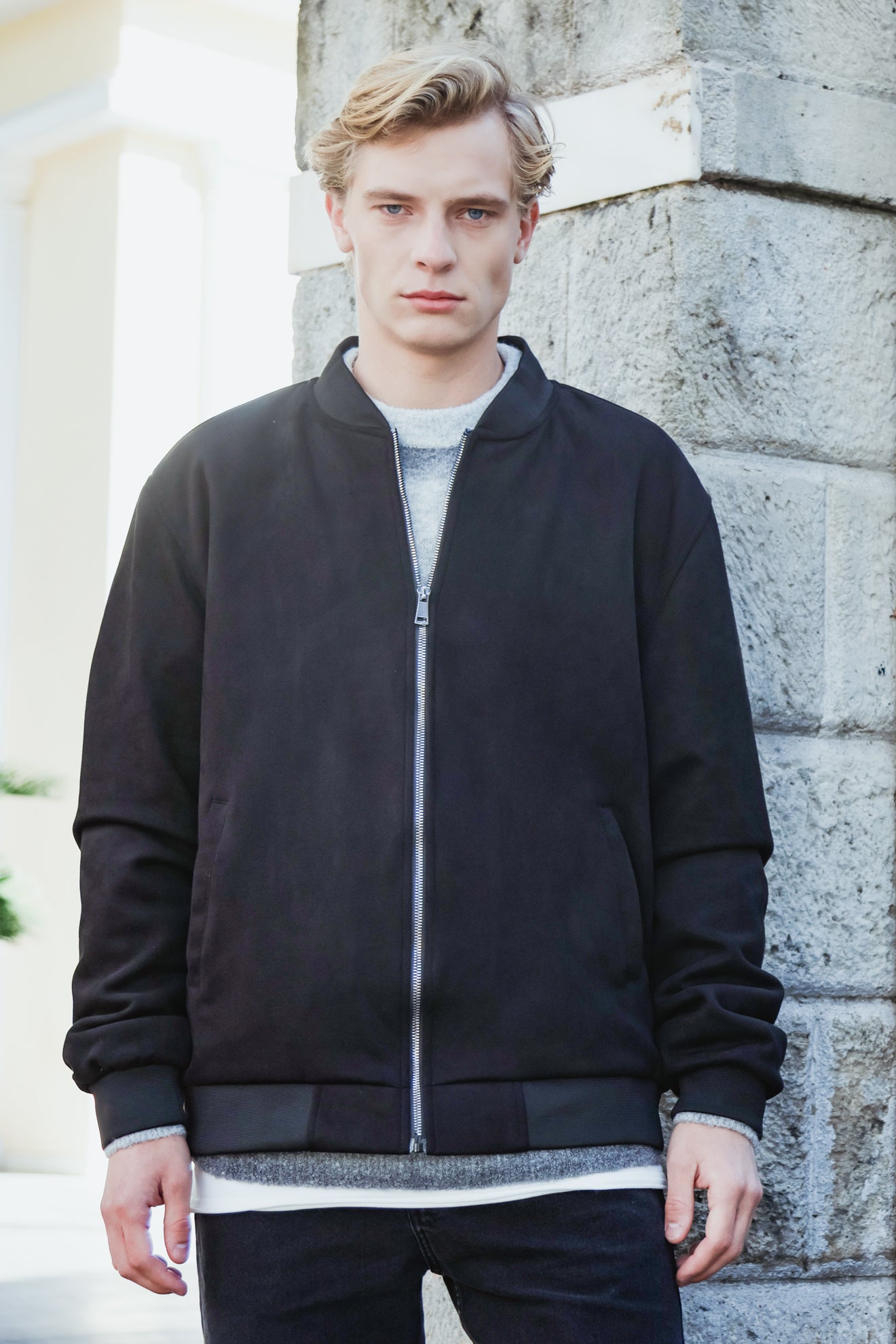 Μπουφάν bomber με όψη καστόρ