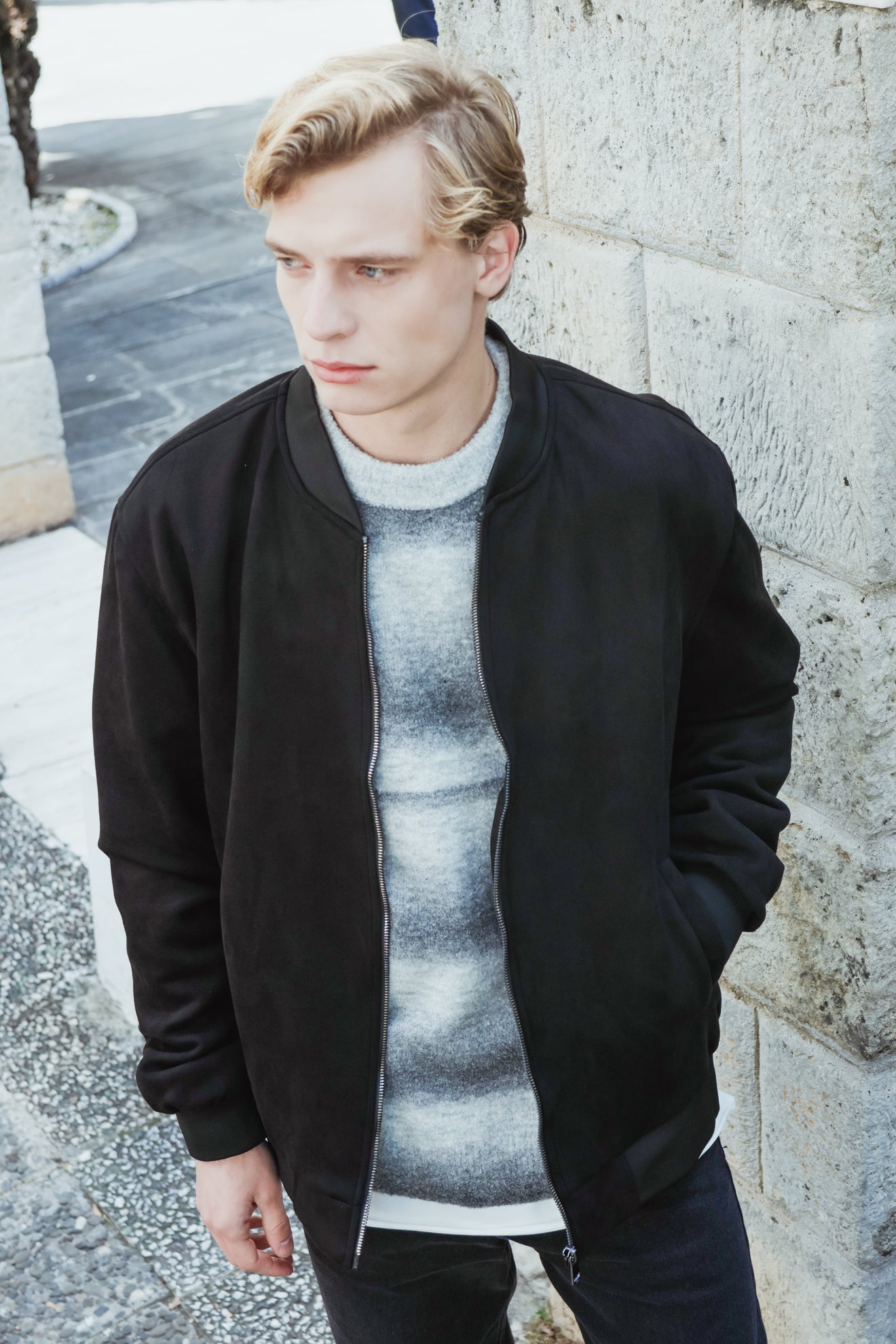 Μπουφάν bomber με όψη καστόρ