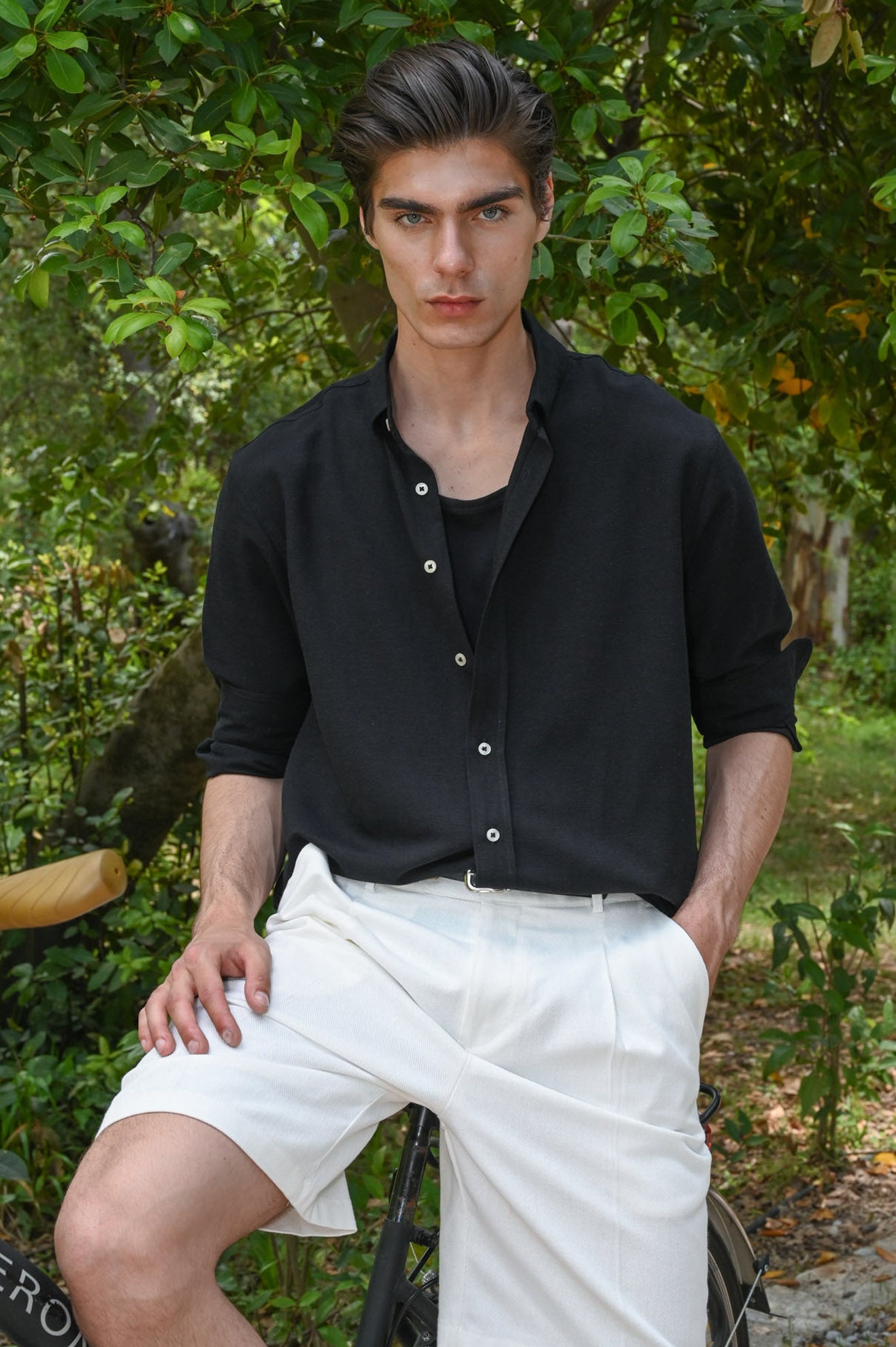 Πουκάμισο regular fit - βισκόζη - λινό - βαμβάκι