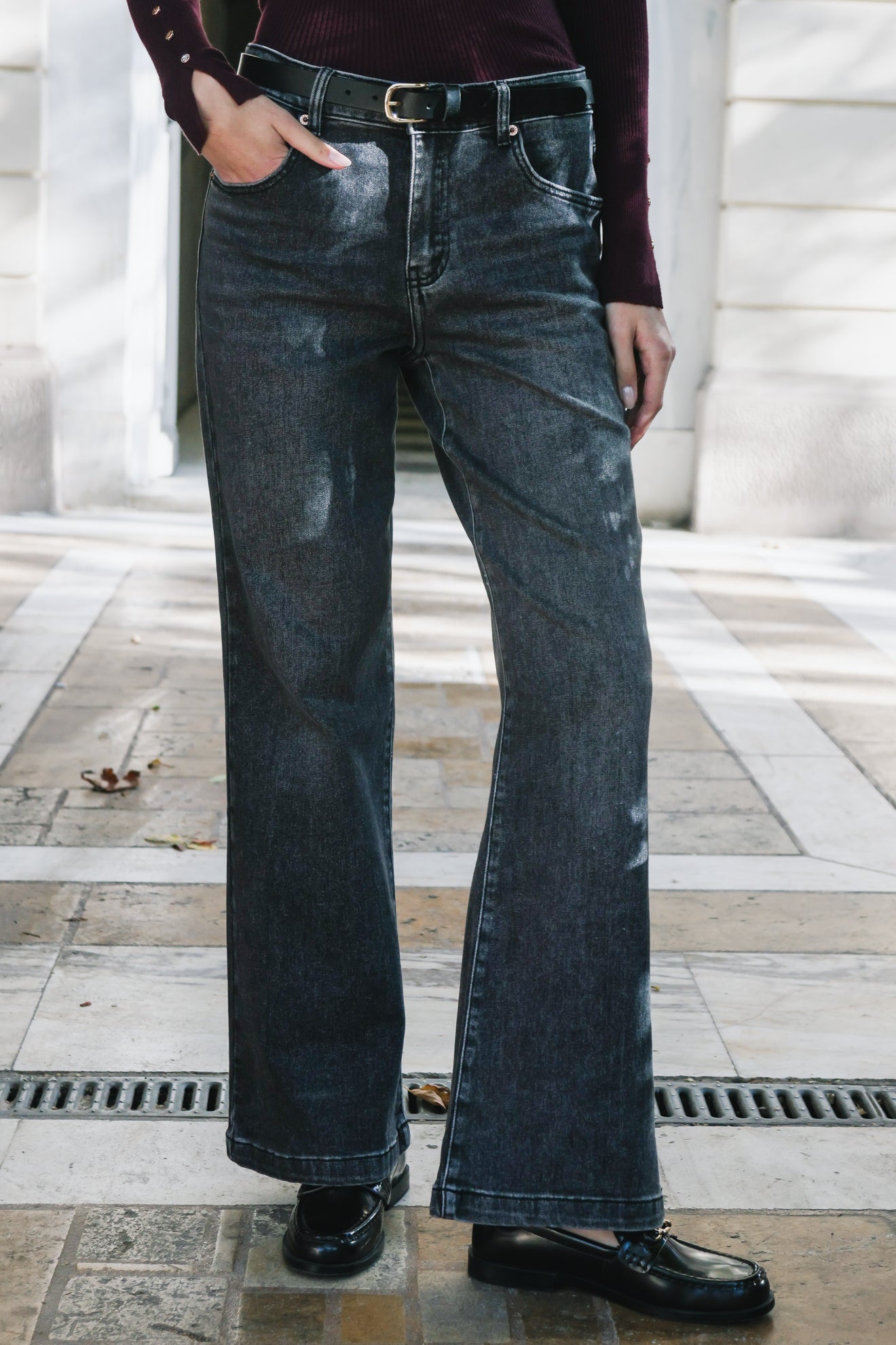 Τζιν wide leg μεσαία μέση