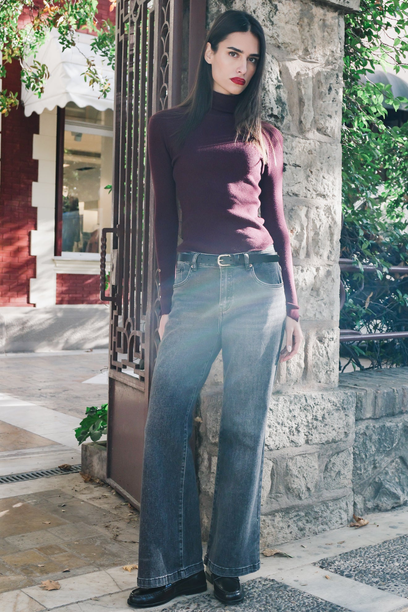 Τζιν wide leg μεσαία μέση