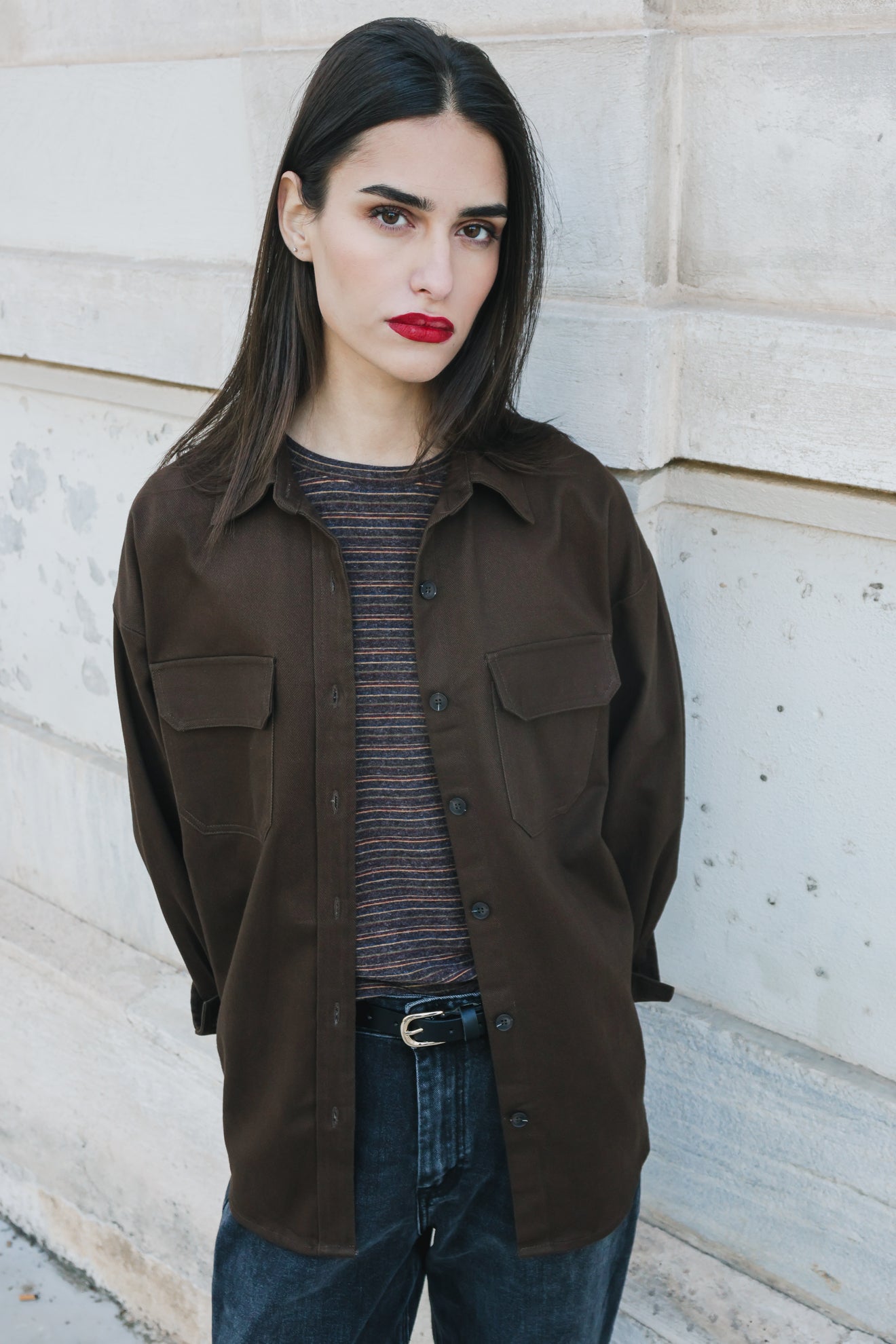 Βαμβακερό overshirt σε άνετη γραμμή