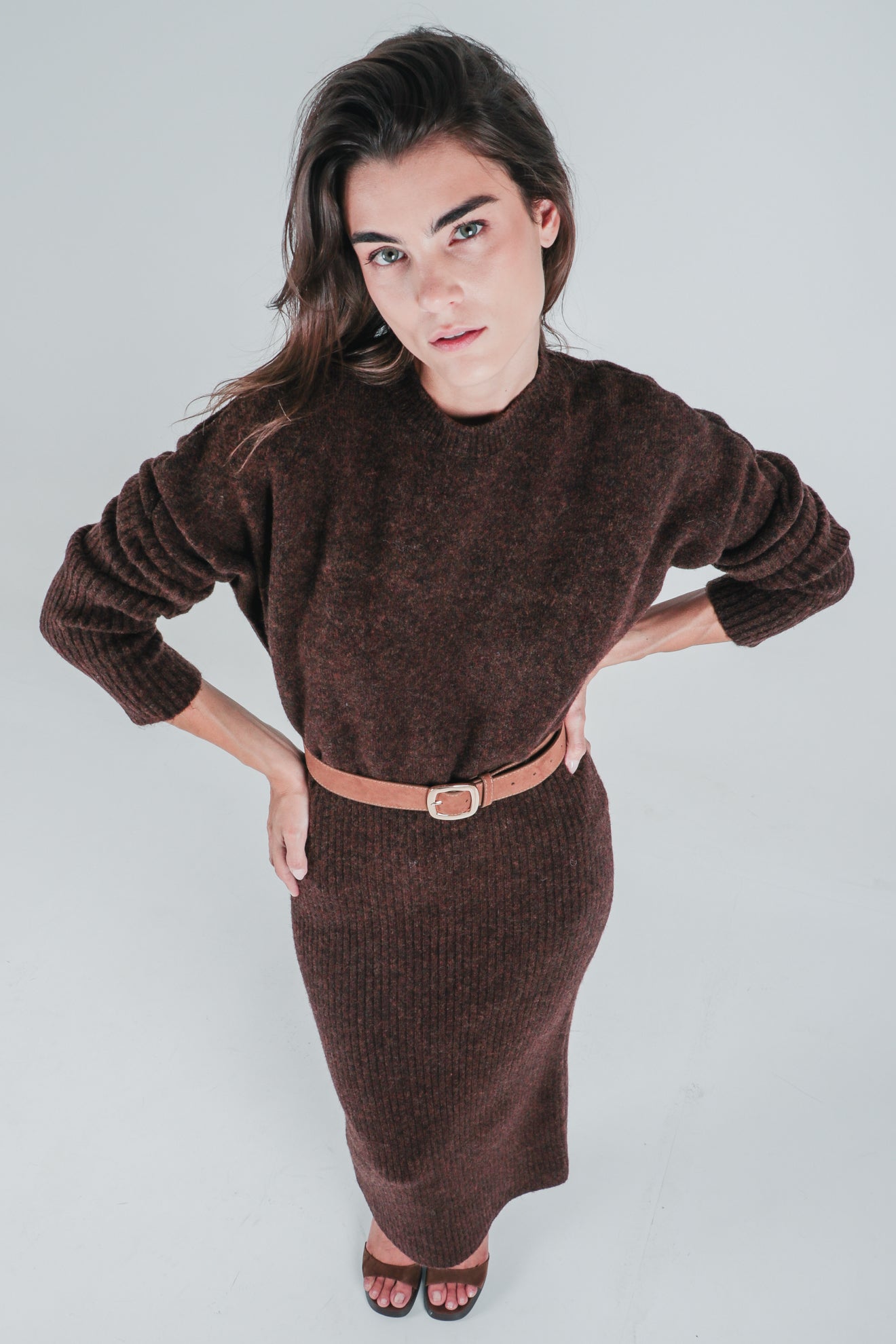 Πλεκτό μακρύ φόρεμα