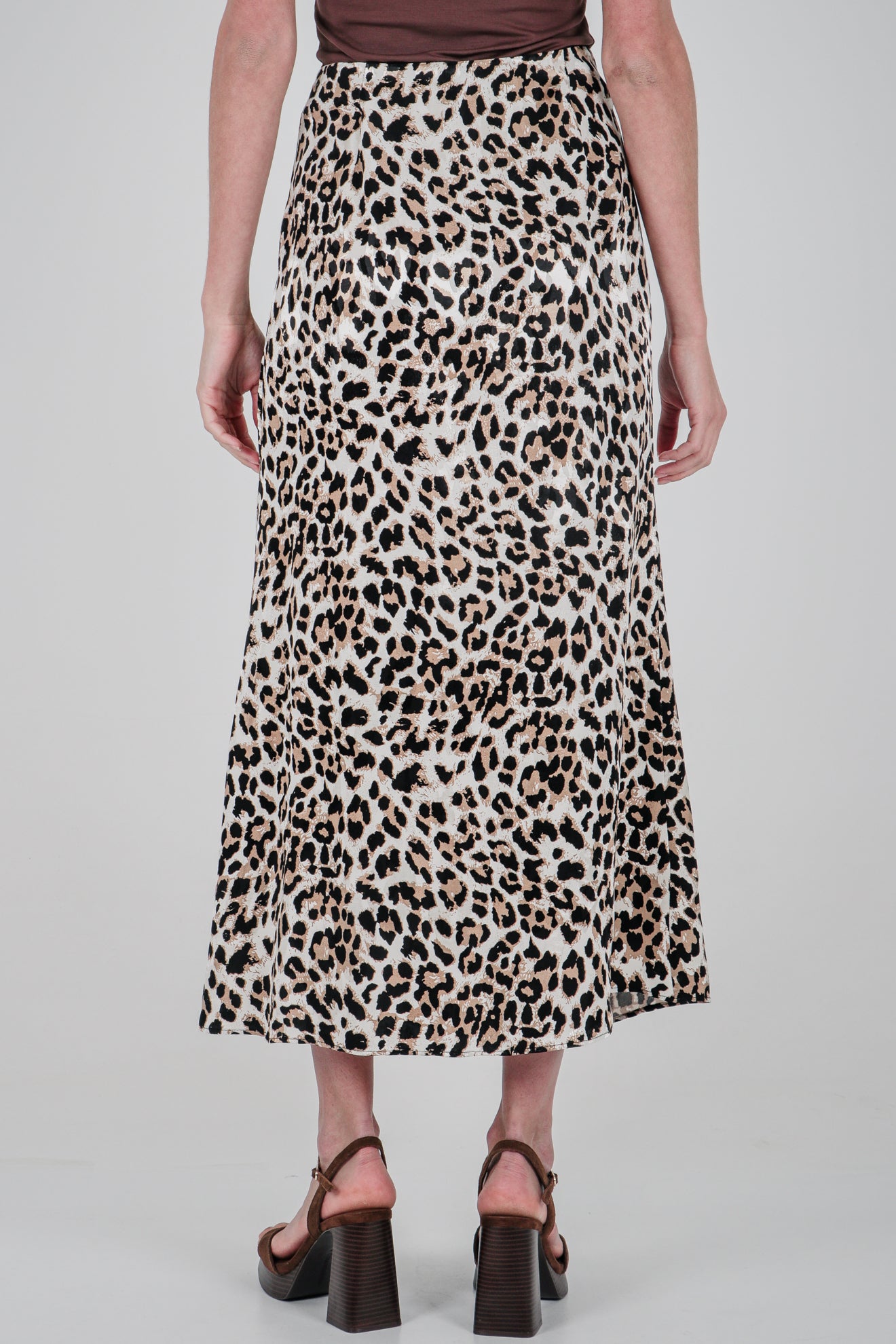 Μίντι φούστα σε όψη σατέν animal print