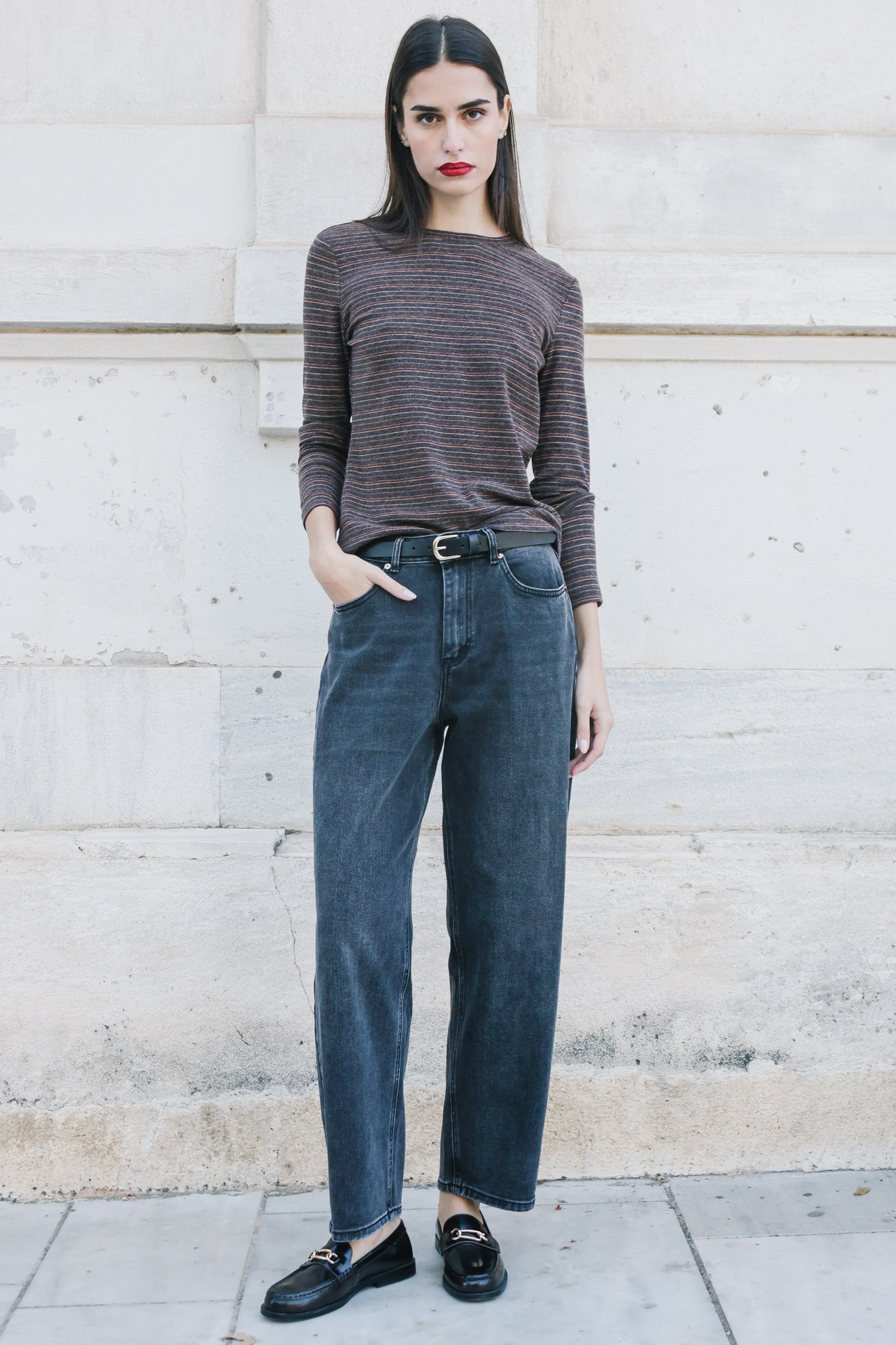 Μακρυμάνικη ριγέ μπλούζα