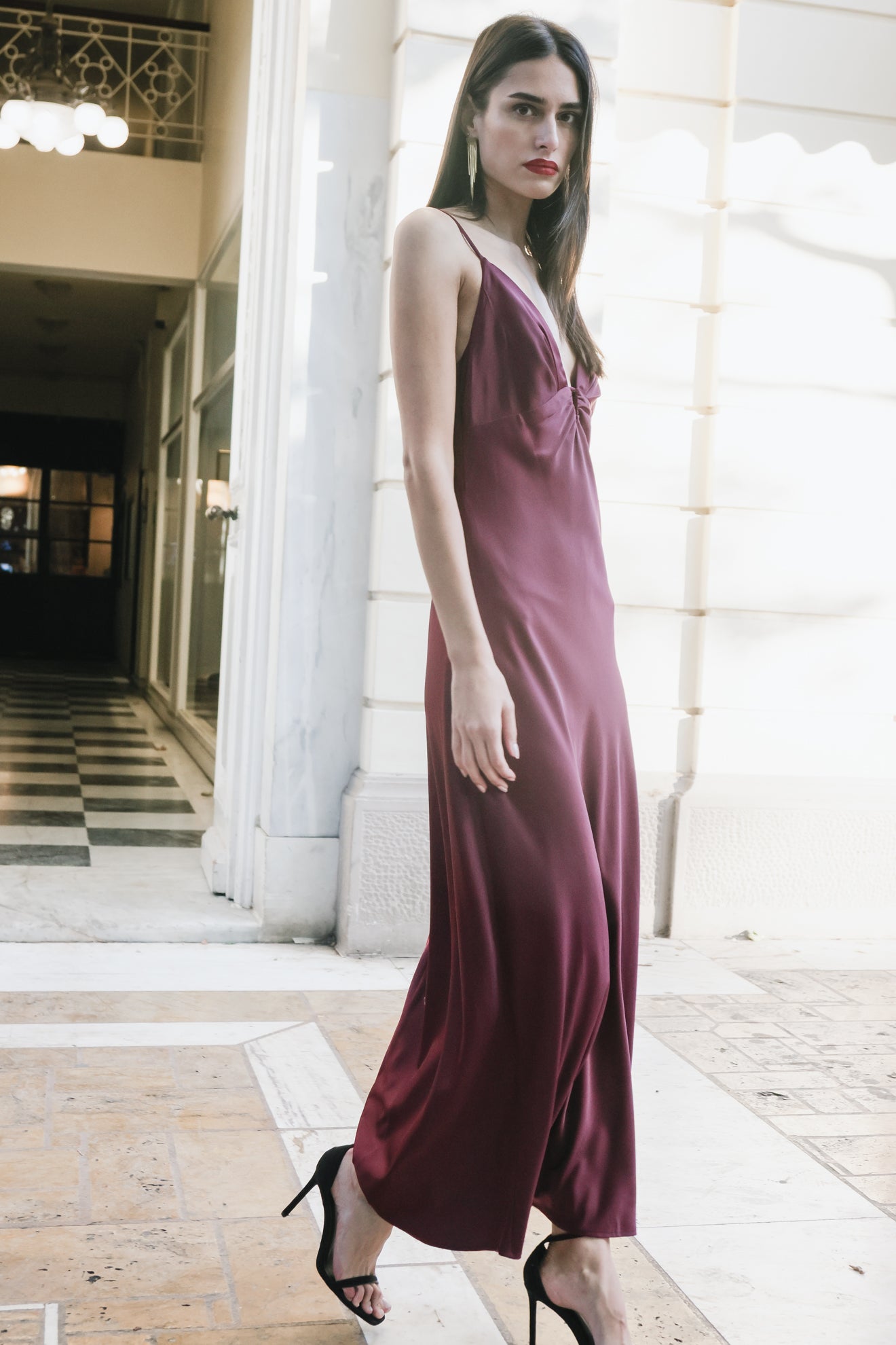 Φόρεμα σατέν μάξι