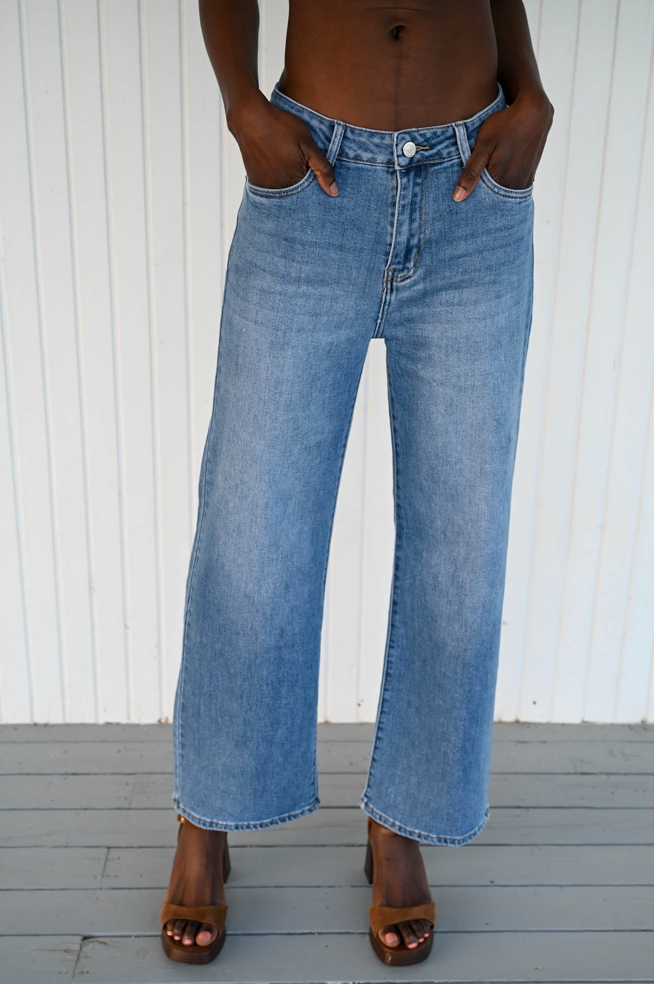 Τζιν straight μεσαία μέση