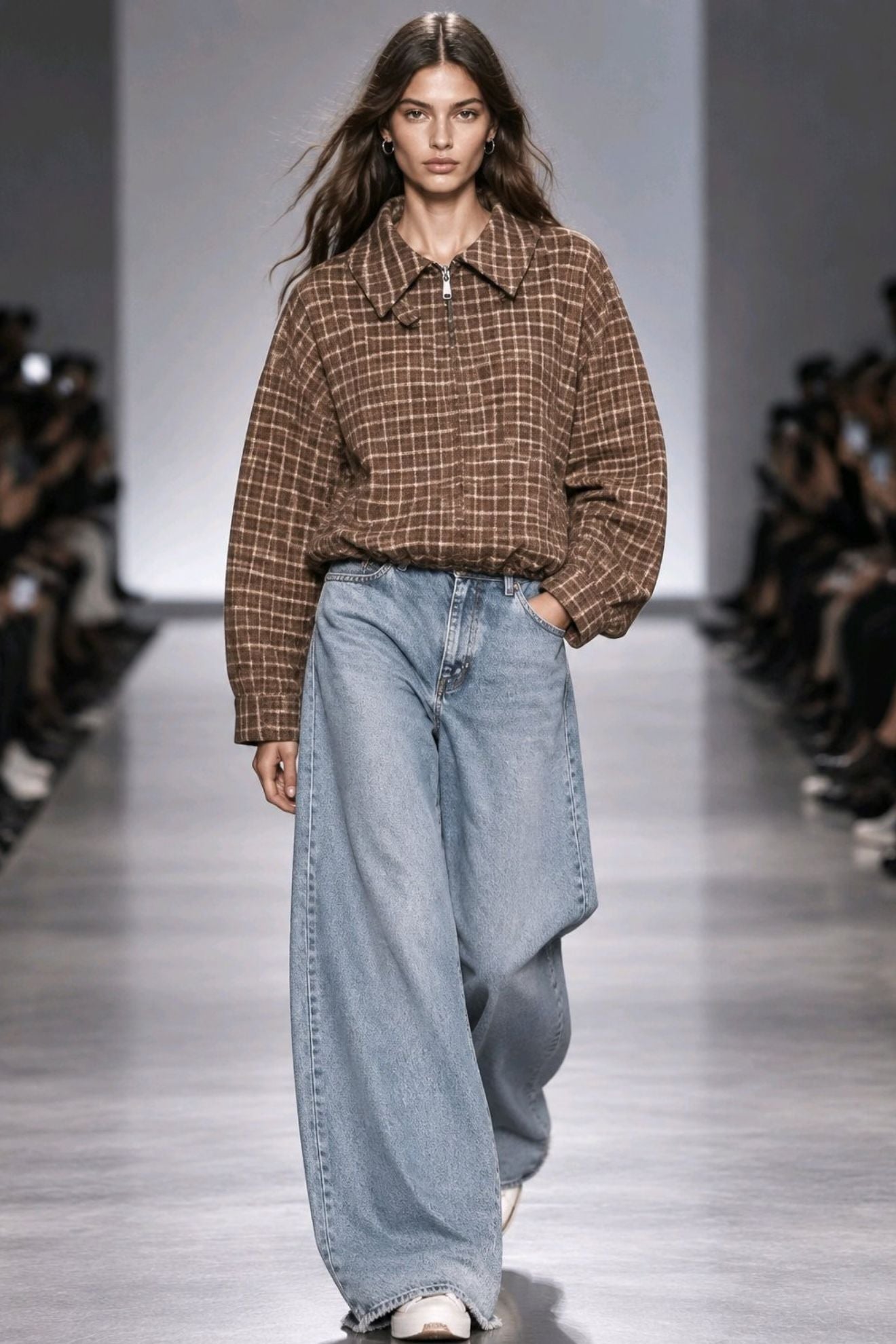 Bomber καρό τζάκετ oversized