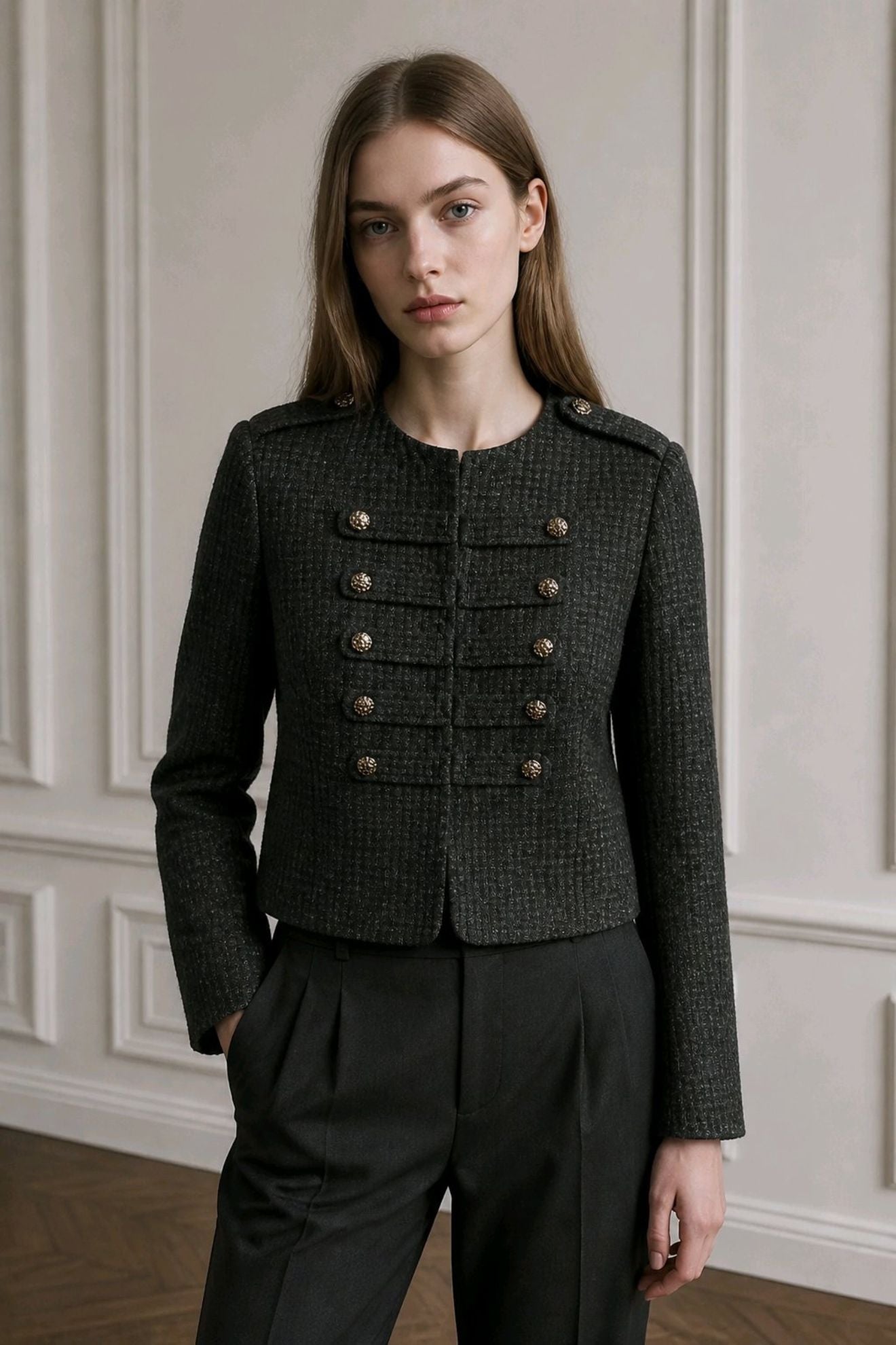 Κοντό tweed μπλέιζερ