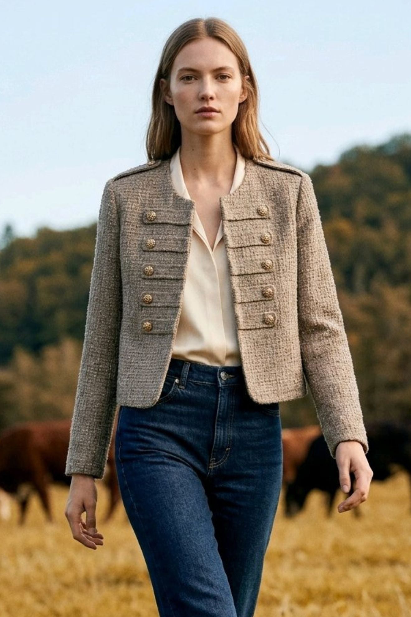 Κοντό tweed μπλέιζερ