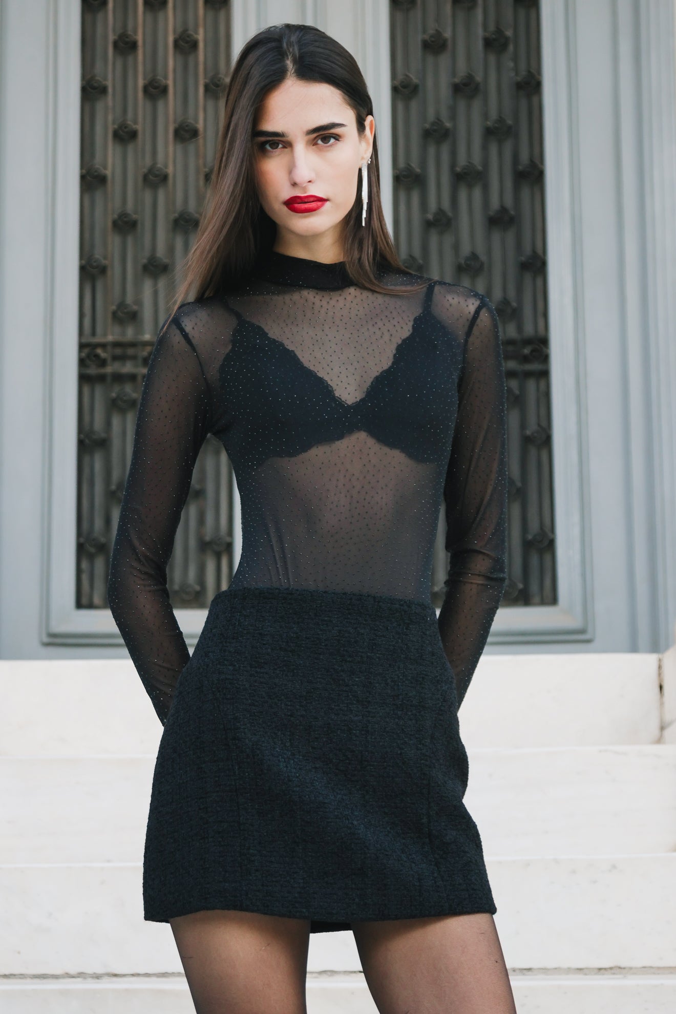 Tweed μίνι φούστα