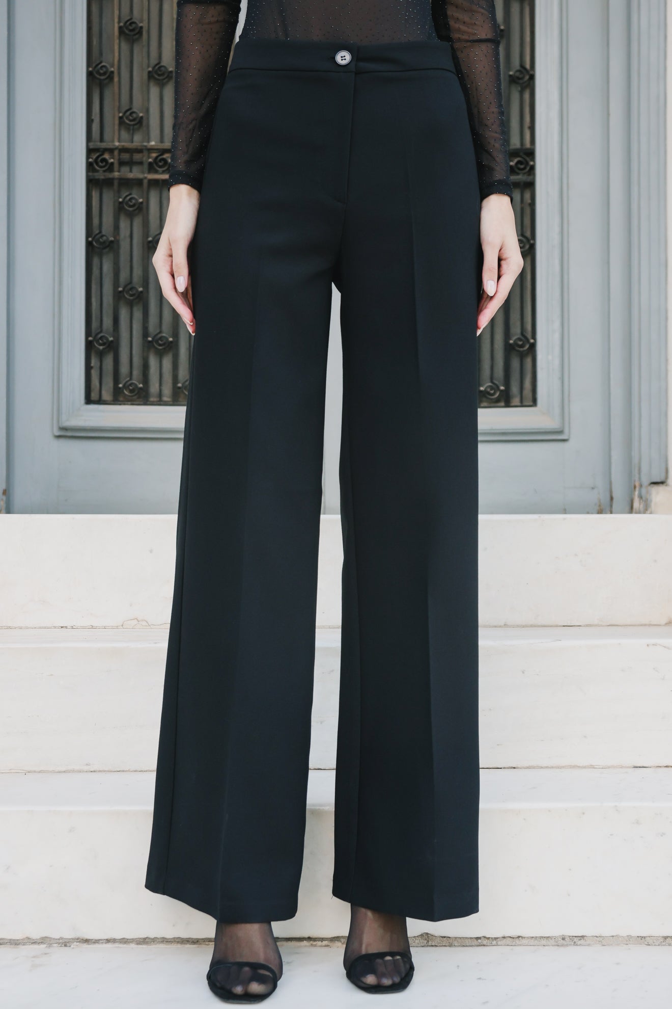 Ψηλόμεσο φαρδύ παντελόνι