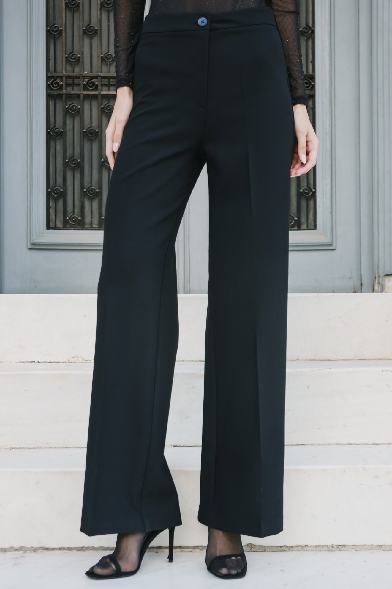 Ψηλόμεσο φαρδύ παντελόνι