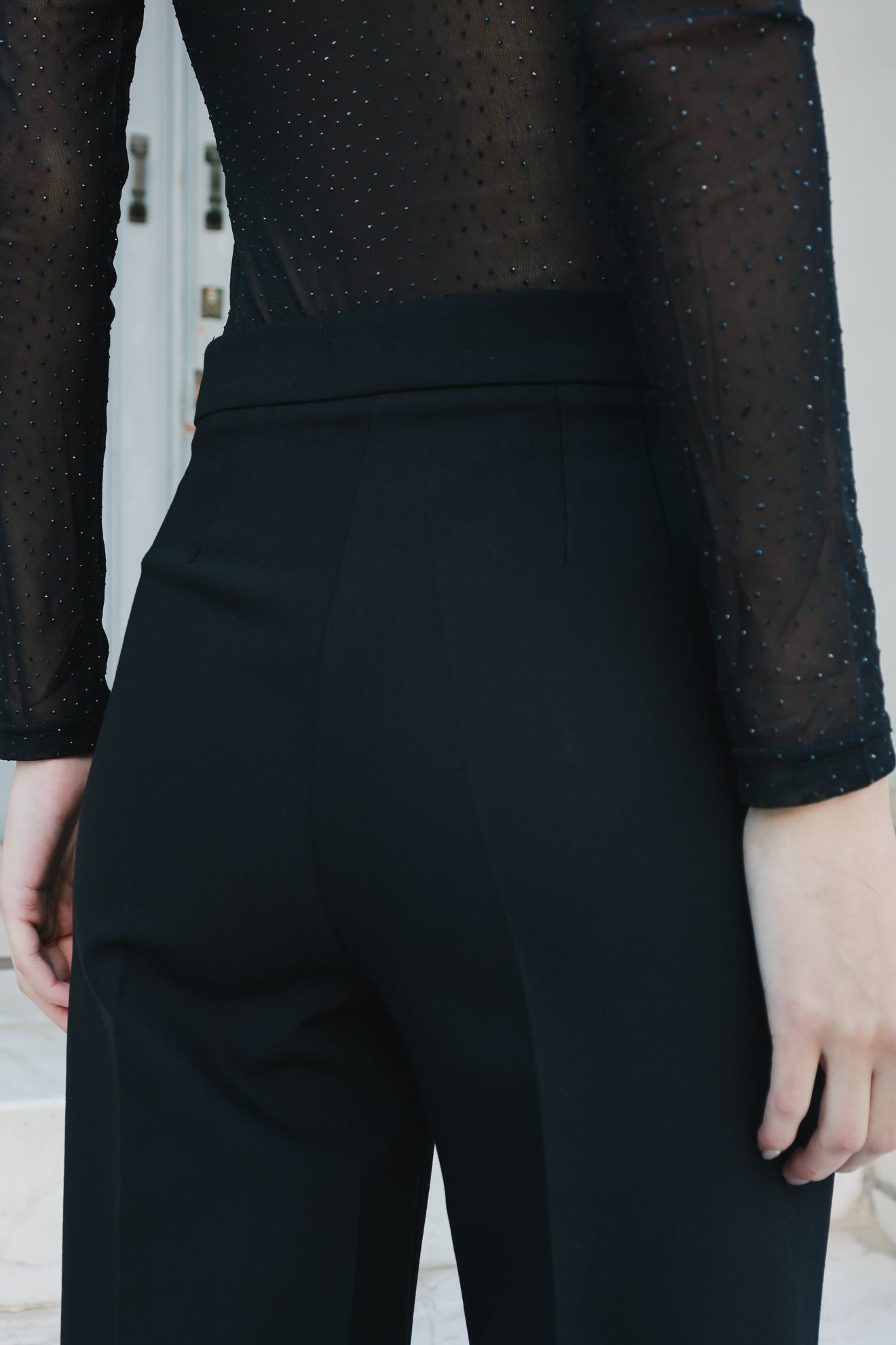 Ψηλόμεσο φαρδύ παντελόνι