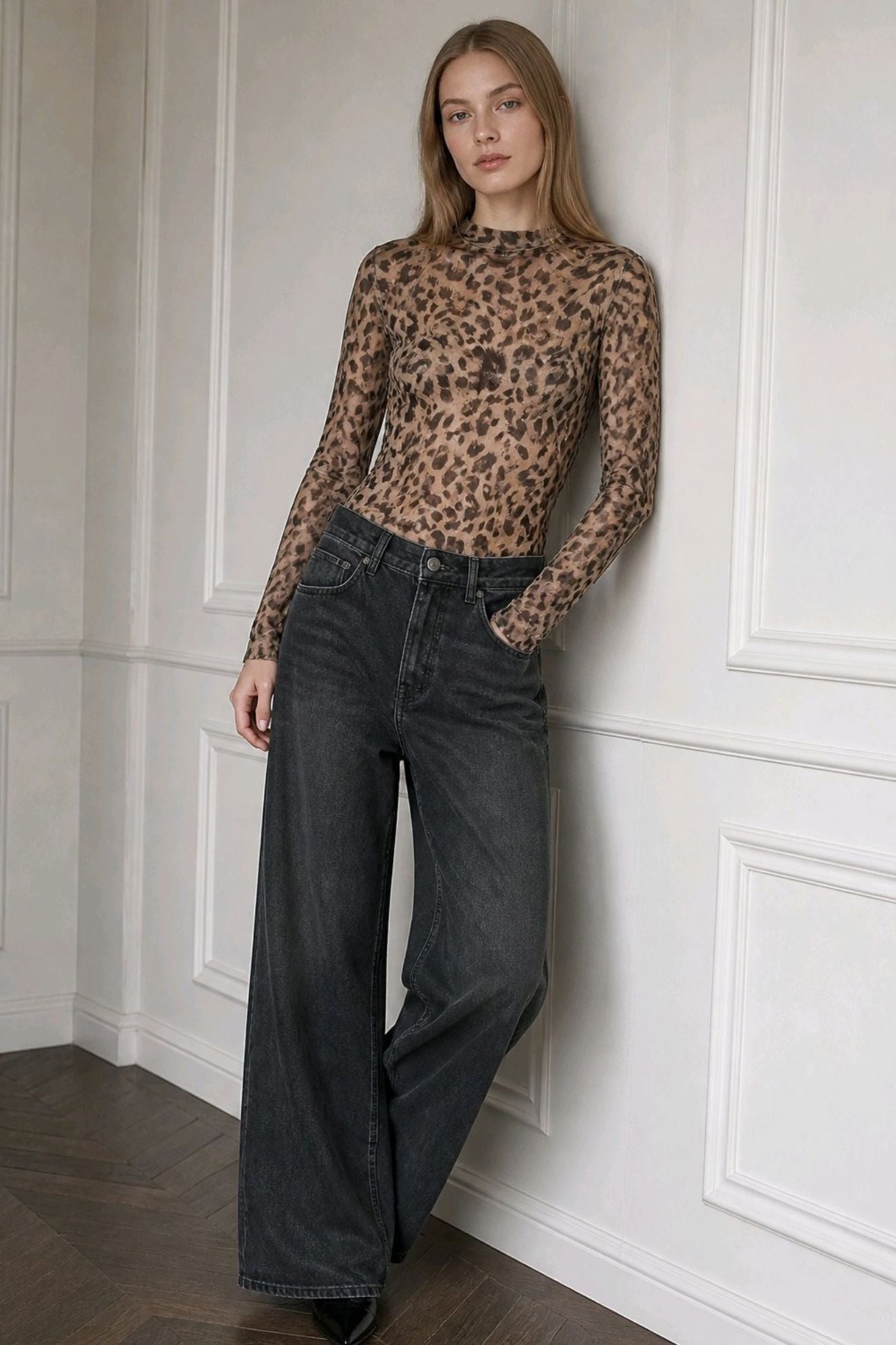 Ημιδιάφανο κορμάκι animal print